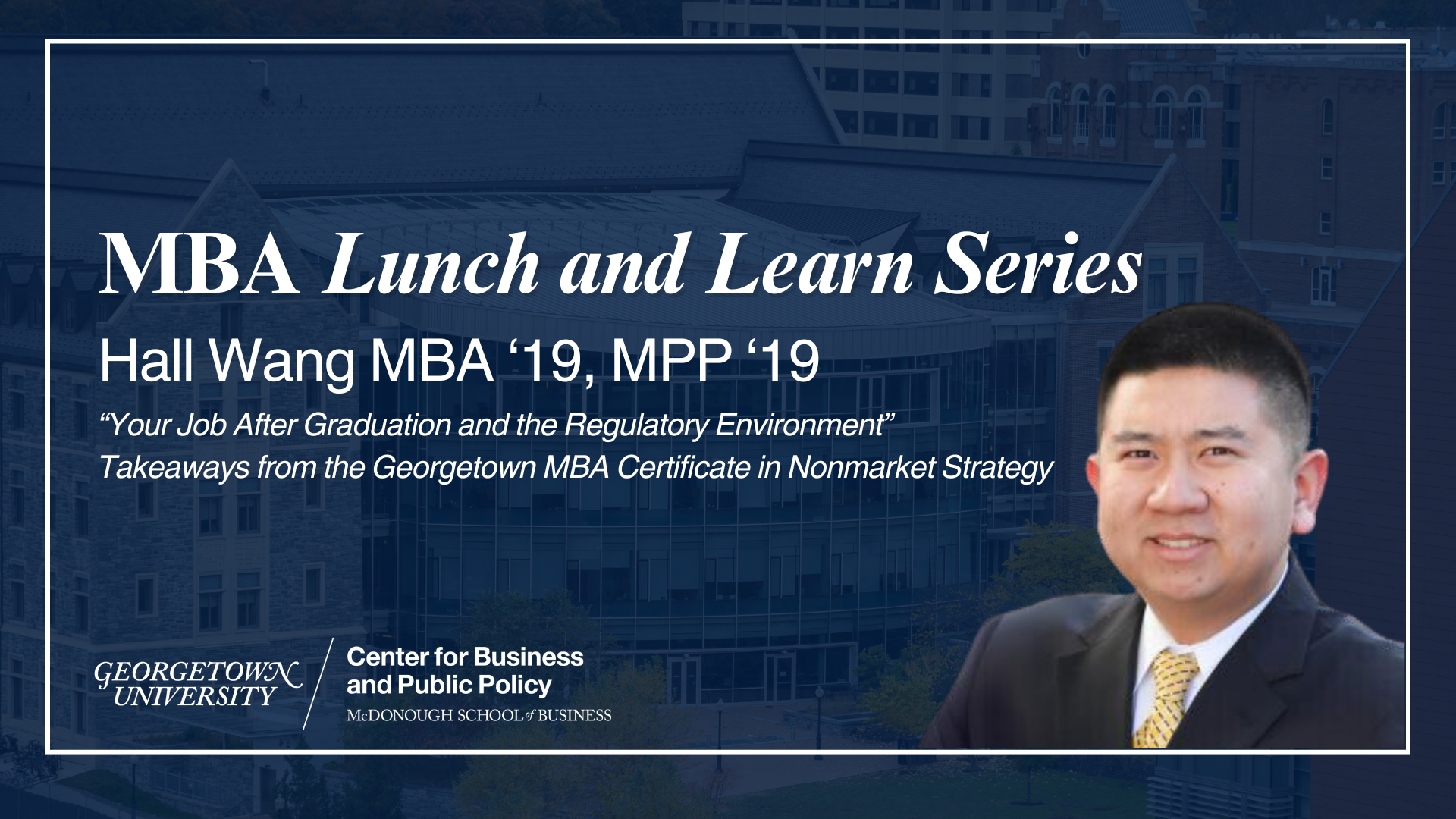 MBA lunch and learn with headshot of alumnus