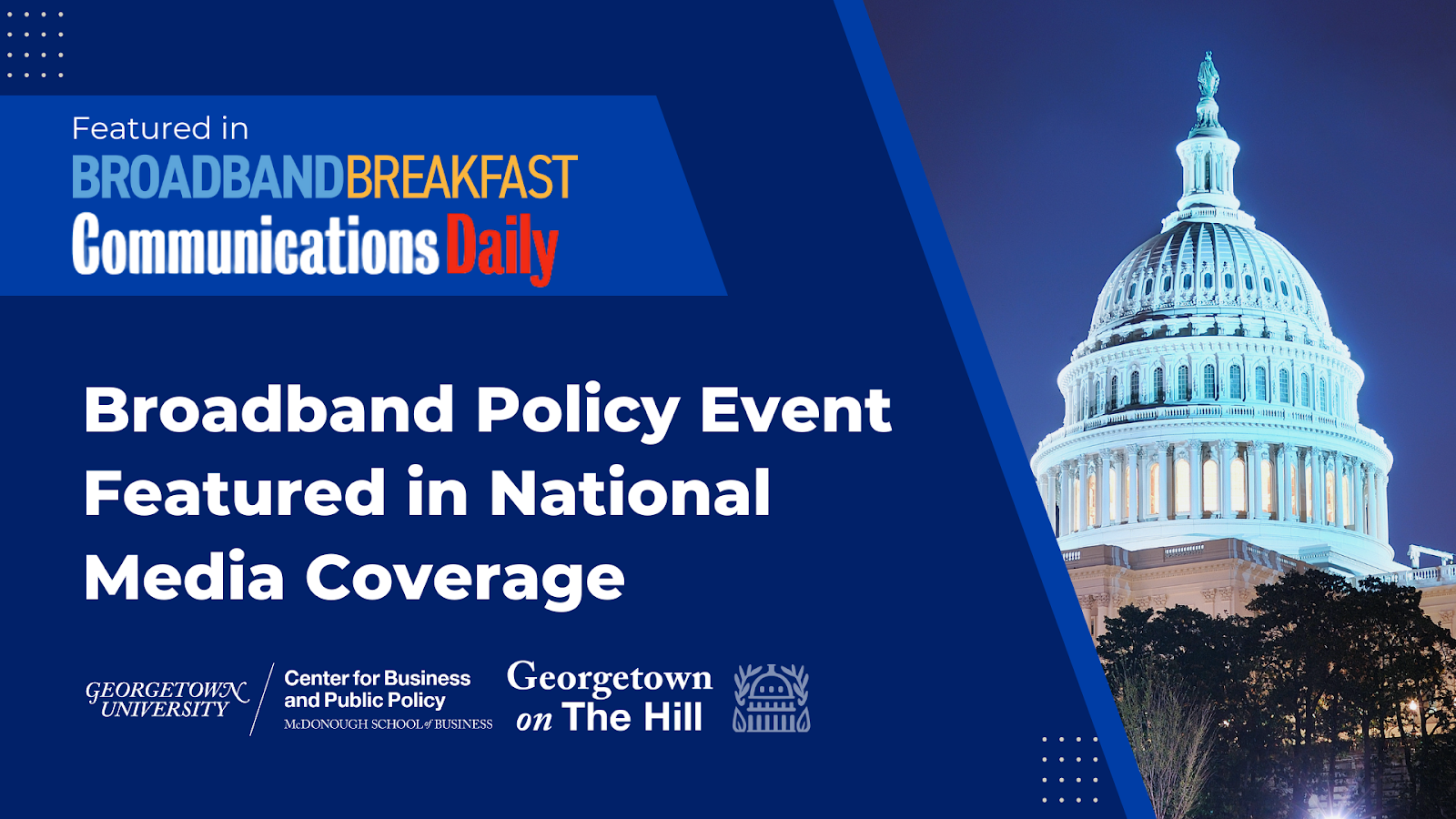 Graphic featuring the U.S. Capitol dome at night alongside text that reads: 