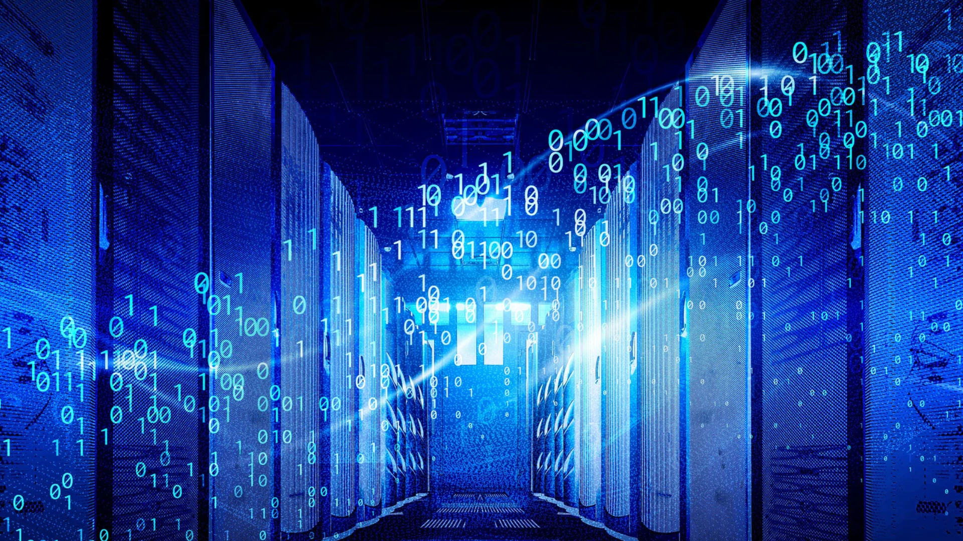 Blue numbers floating around in a data canter.